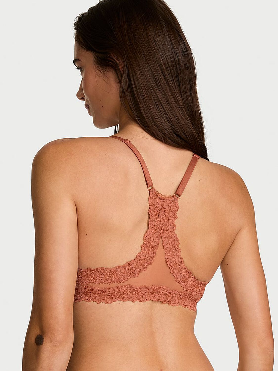 vs Body By Victoria Lightly Lined Lace Racerback Demi Bra Copper Brown 2 of 3 