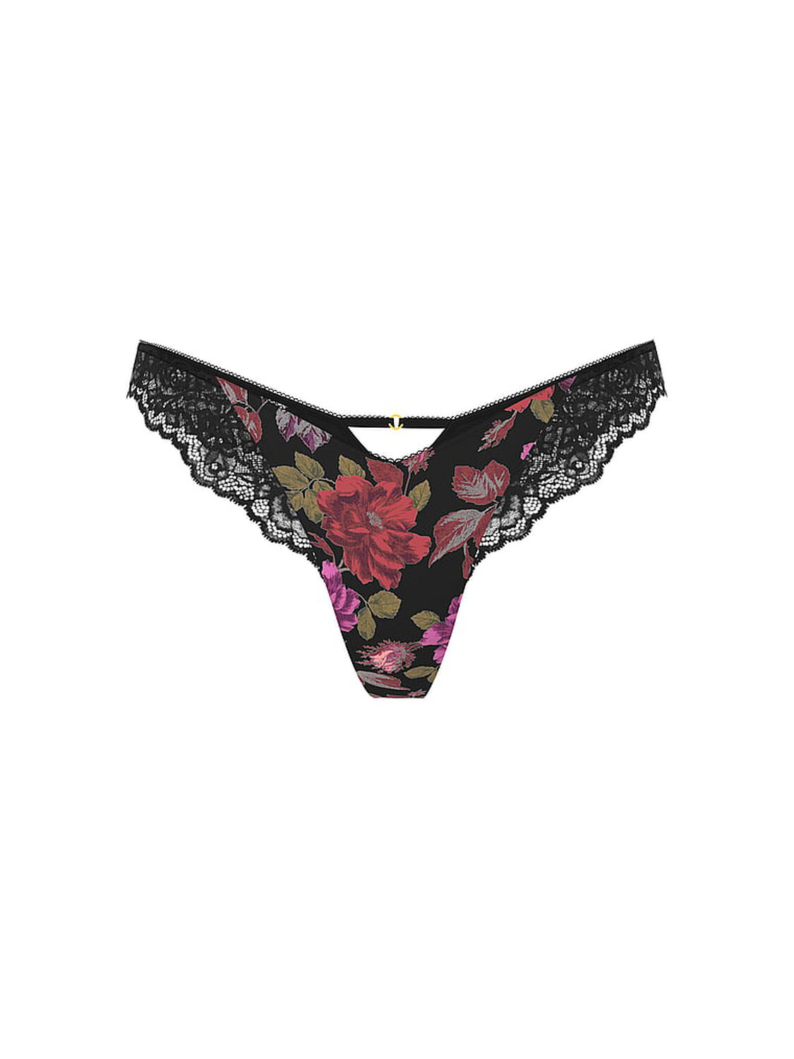 vs Very Sexy Rose Lace-Trim High-Leg Thong Panty Red Floral 3 of 3 