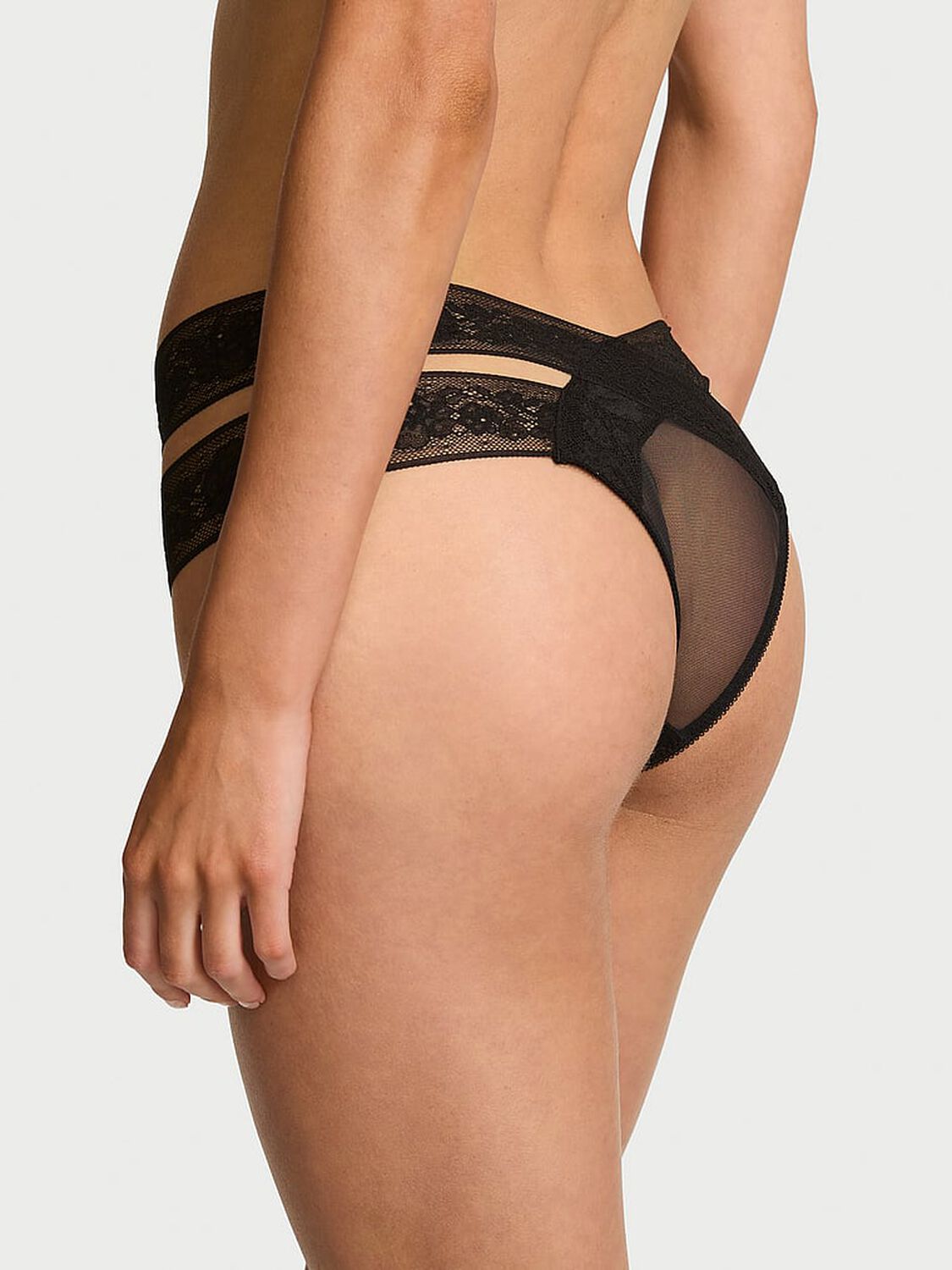 vs Very Sexy Rose Lace Strappy Cut-Out Cheeky Panty Black 2 of 2 