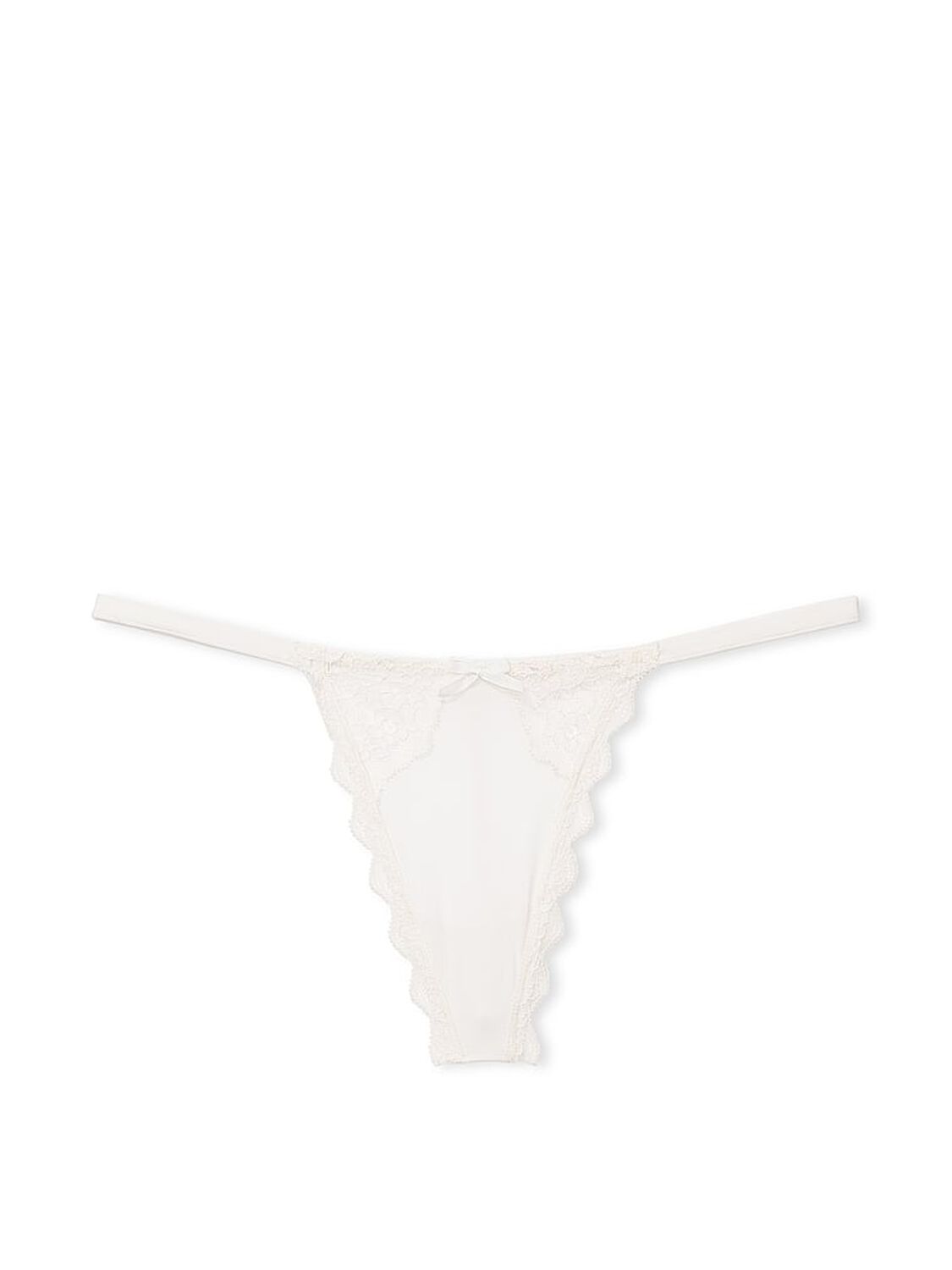 vs Dream Angels Lace-Trim V-String Panty Coconut White 3 of 3 