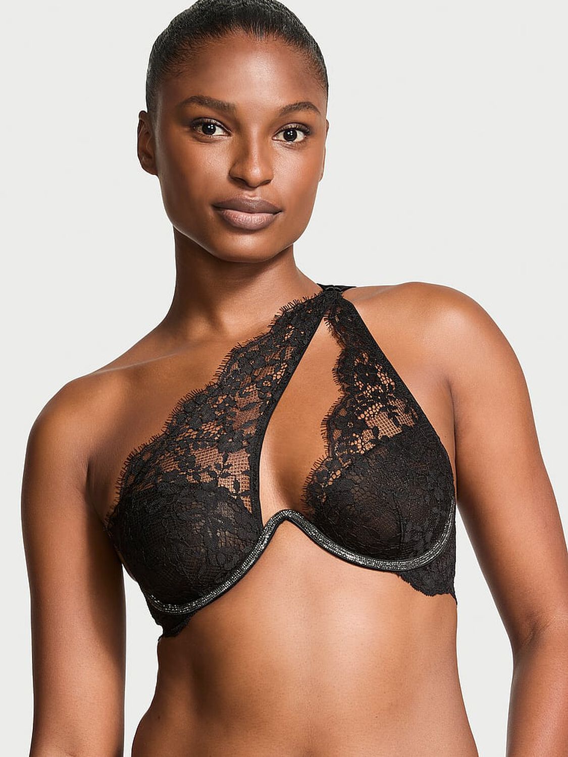vs Dream Angels Twinkle Lace One-Shoulder Monowire Bra 1 of 3 