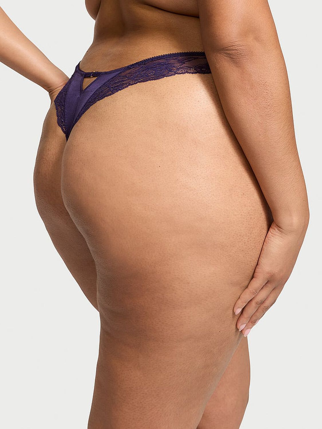 vs Very Sexy Rose Lace-Trim High-Leg Thong Panty Amethyst 2 of 3 