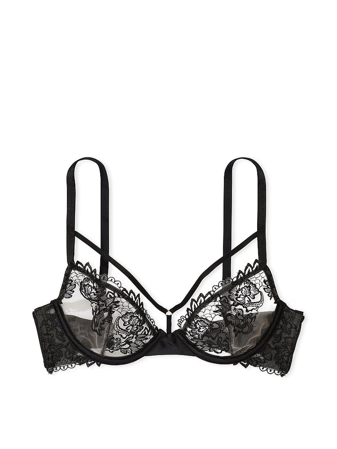 vs Very Sexy Embroidered Mesh Strappy Low-Cut Demi Bra 3 of 4 
