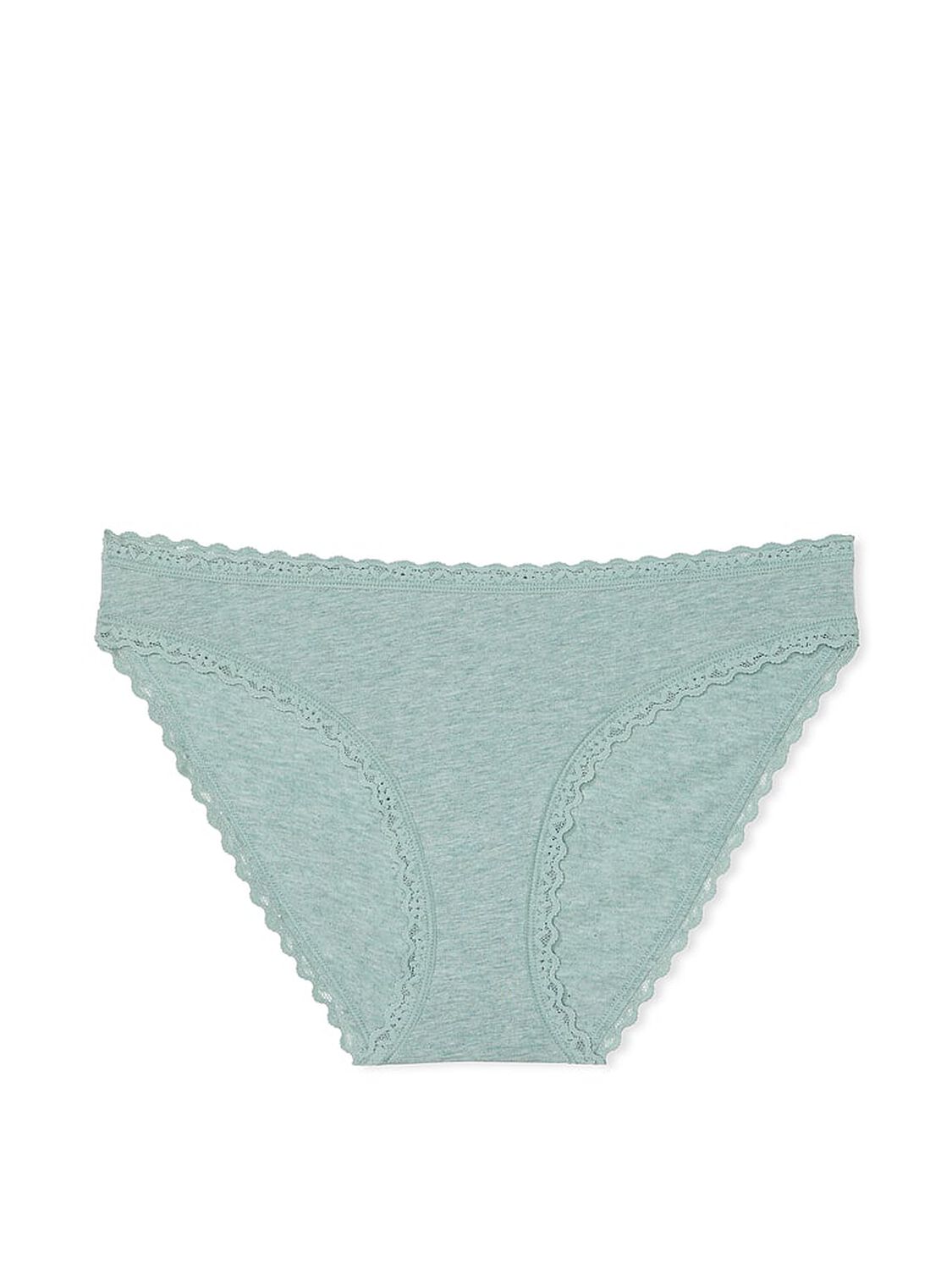 vs The Lacie Lace-Waist Heather Rib Bikini Panty Soft Sage 1 of 1 
