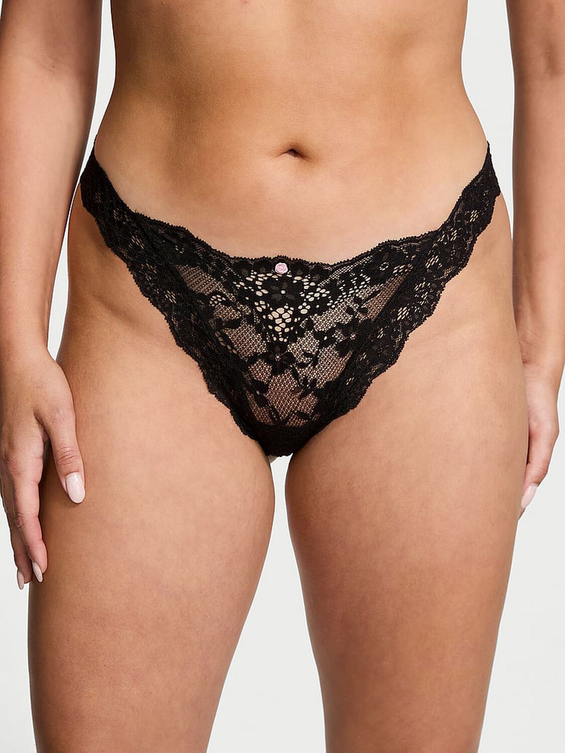 vs Dream Angels Lace Brazilian Panty Black 1 of 3 