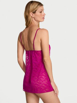 Sheer Heritage Rose Lace Mini Slip Dress
