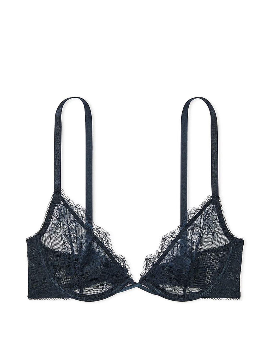 vs Very Sexy Rose Lace Unlined Low-Cut Demi Bra Dark Twilight 3 of 4 