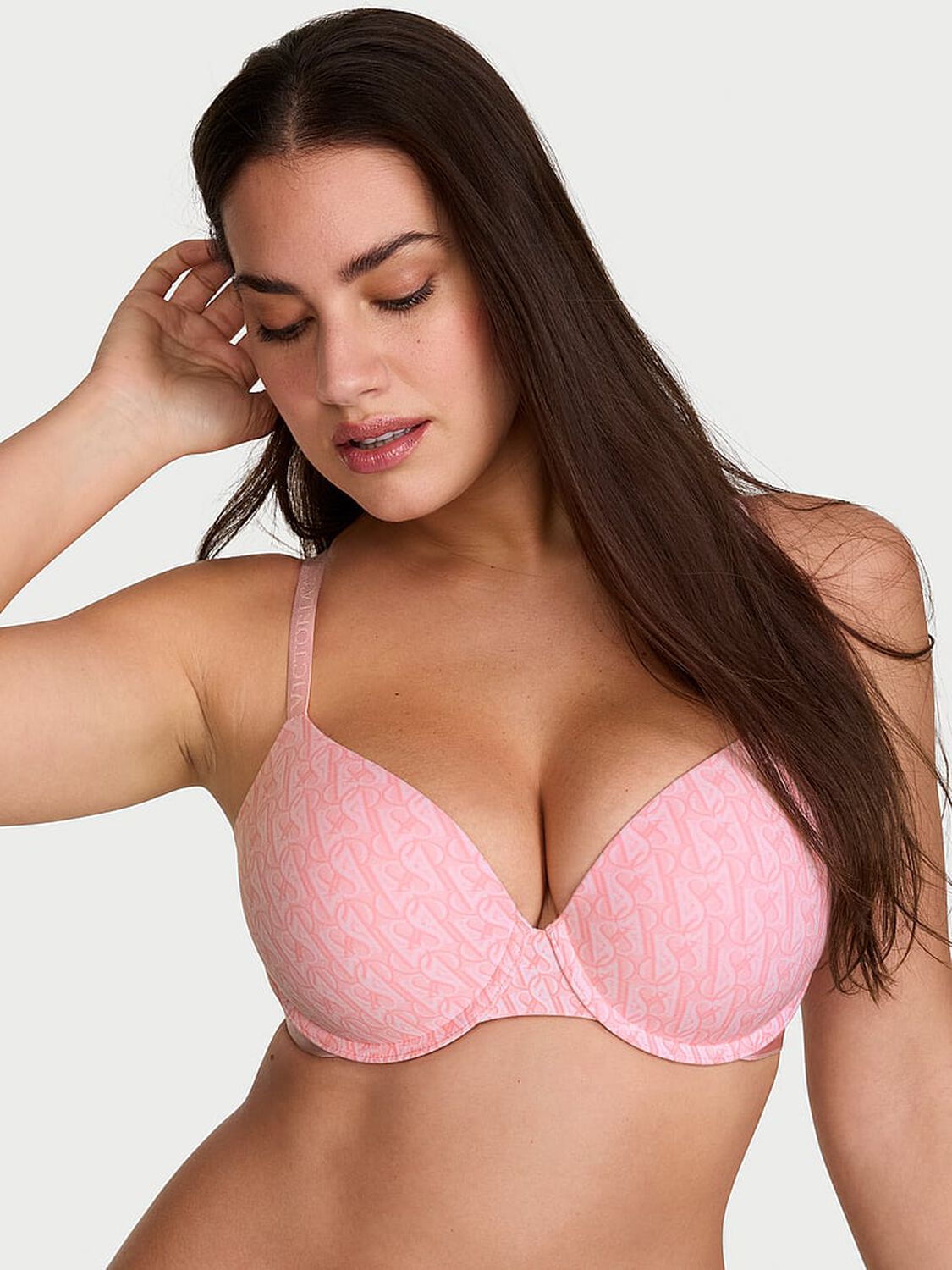 vs The T-Shirt Perfect Shape Cotton Push-Up Bra Pretty Blossom Logos 1 of 3 
