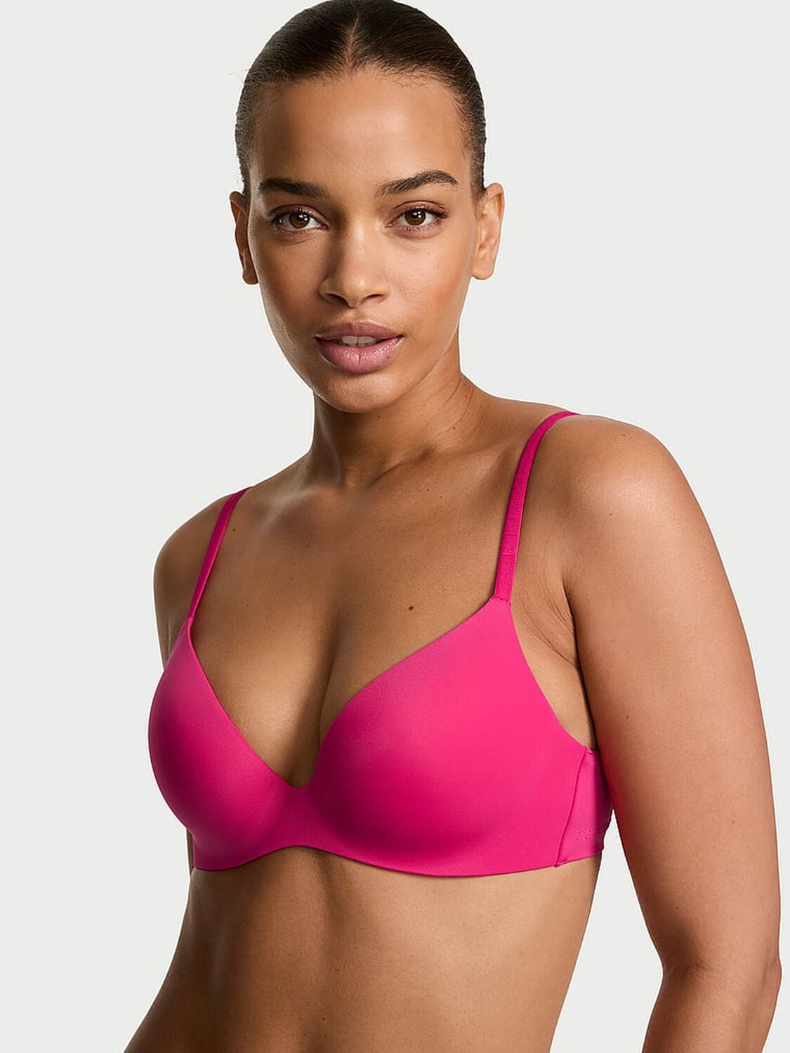 vs Body By Victoria FlexFactor Lightly Lined Plunge Demi Bra Pop Pink 1 of 3 