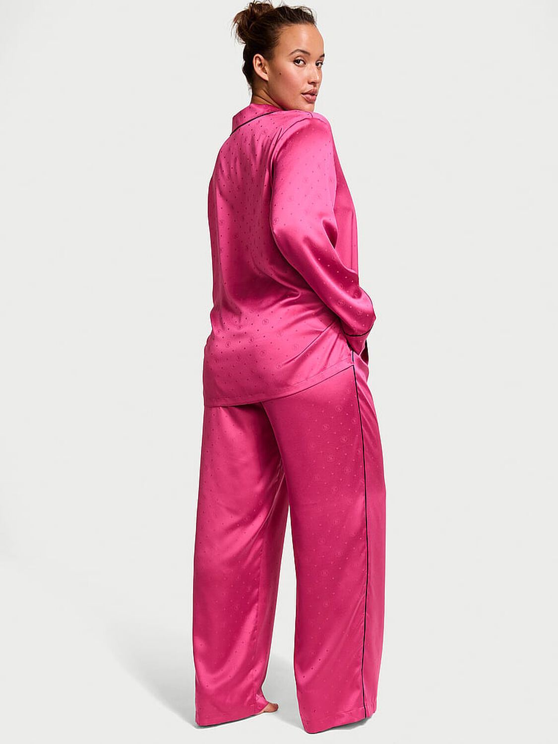 vs Victoria's Secret Satin Long Pajama Set Luscious Rose 2 of 4 