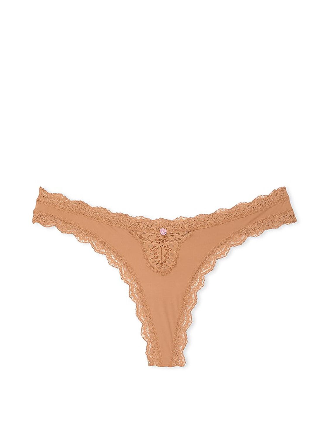 vs Dream Angels Lace-Trim Thong Panty Toffee 3 of 3 