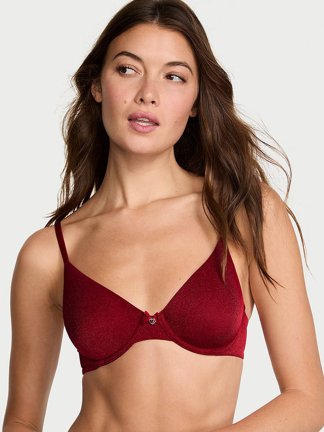 vs Body By Victoria Shimmer Invisible Lift Unlined Demi Bra Red Lacquer 1 of 2 