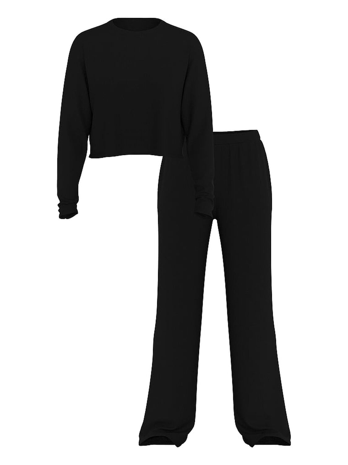 vs Victoria's Secret Modal Wide-Rib Long Lounge Set Black 3 of 3 