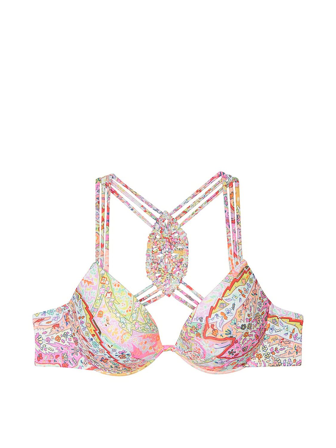 vs Victoria's Secret Swim Archives Beach Macrame Halter Push-Up Bikini Top Shimmer Paisley 3 of 3 