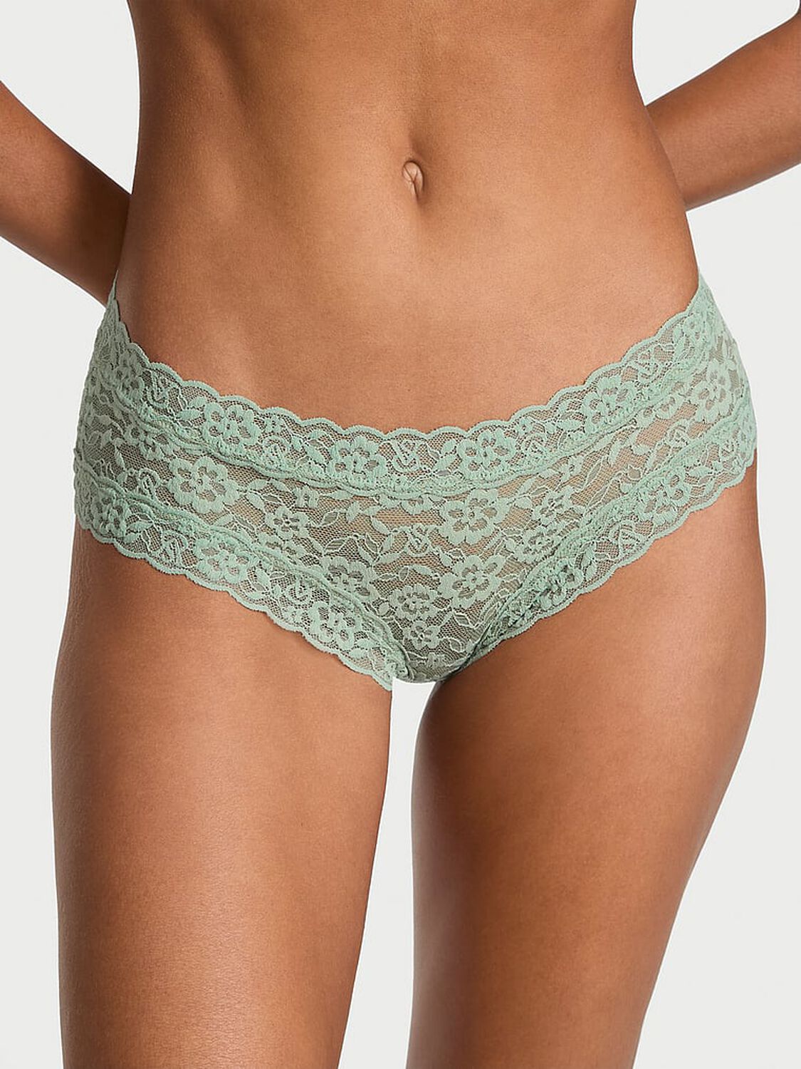 vs The Lacie Blossom Lace Strappy-Back Cheeky Panty Seasalt Green 1 of 3 