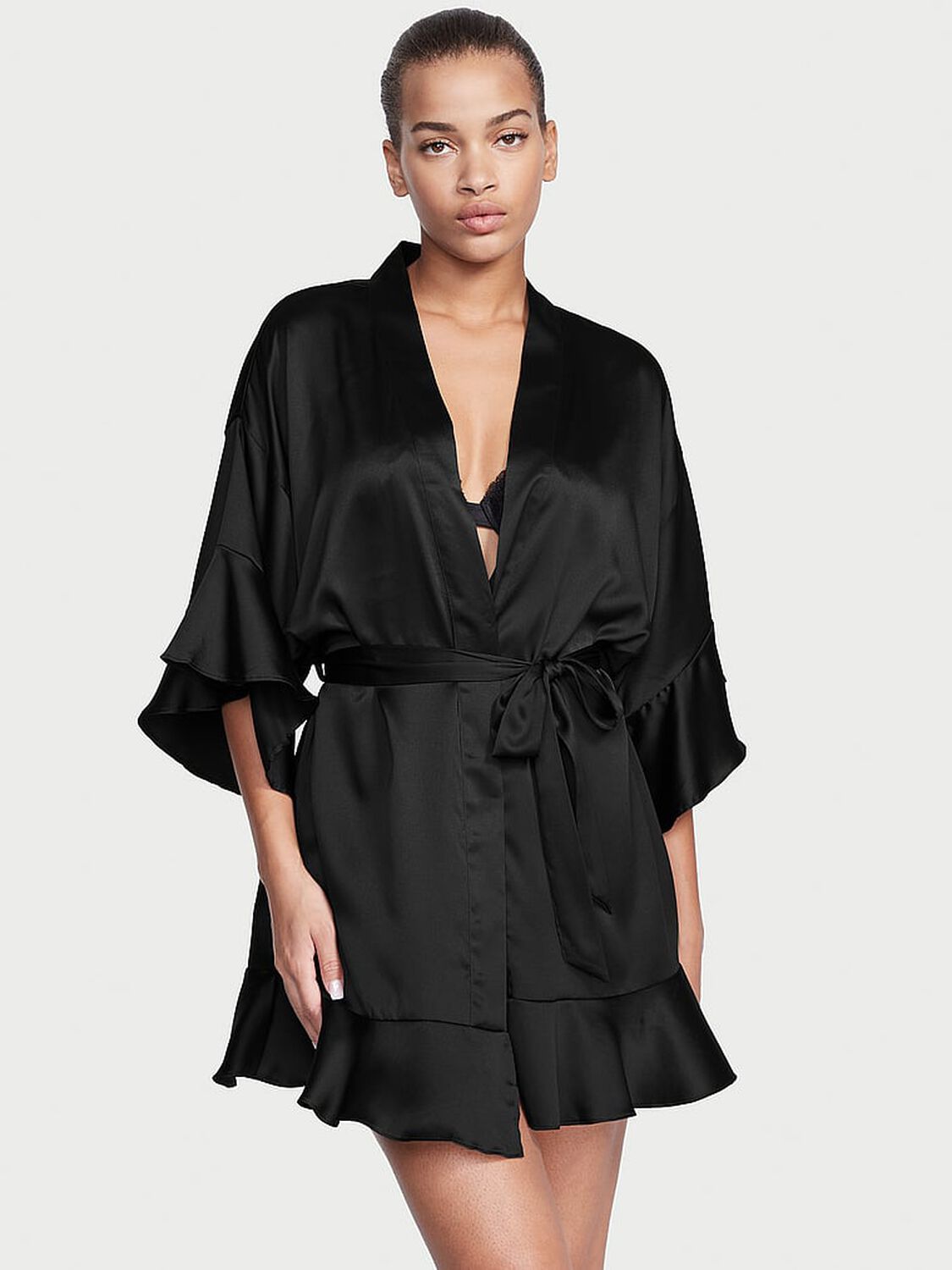 vs Victoria's Secret Satin Flounce Robe 1 of 3 