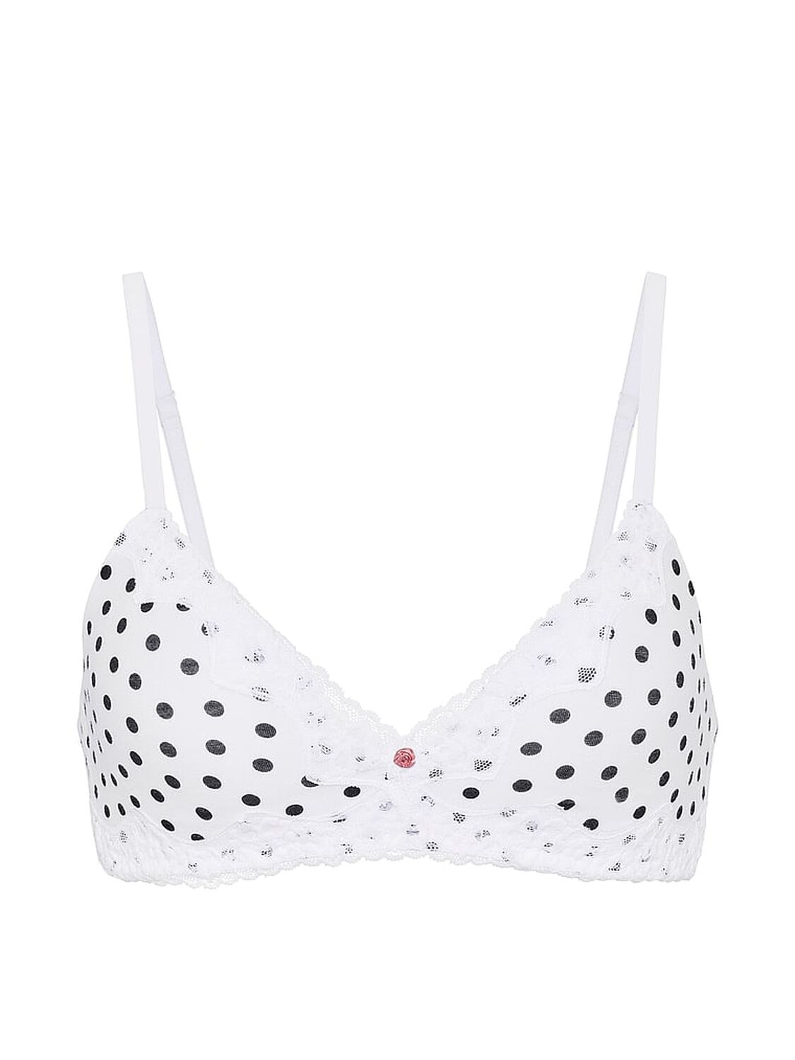 vs The T-Shirt Cotton Lace-Trim Lightly Lined Wireless Bra White Dots 3 of 4 