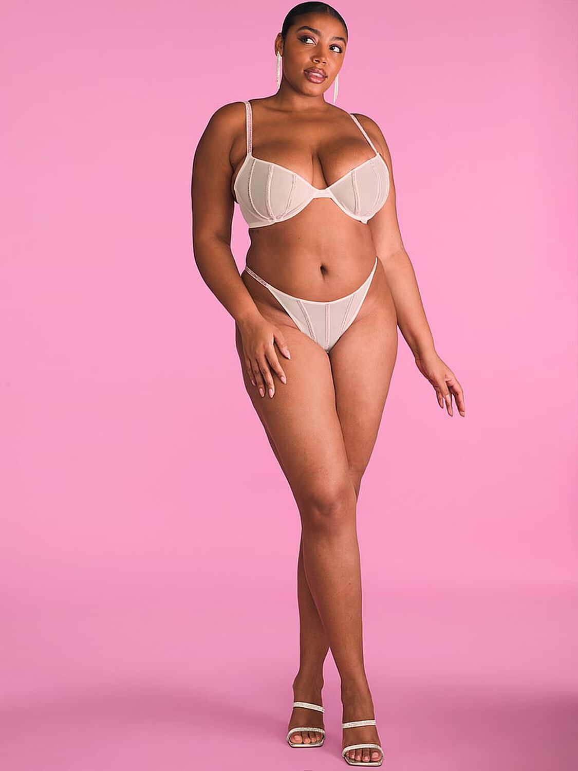 vs Very Sexy Sheer Shine Unlined Low-Cut Demi Bra Angel Pink 3 of 4 