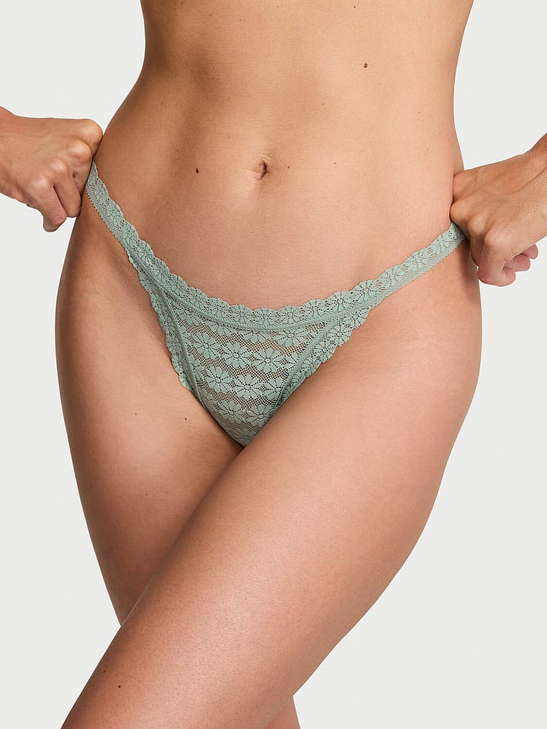 vs The Lacie Daisy Lace String Thong Panty Seasalt Green 1 of 3 