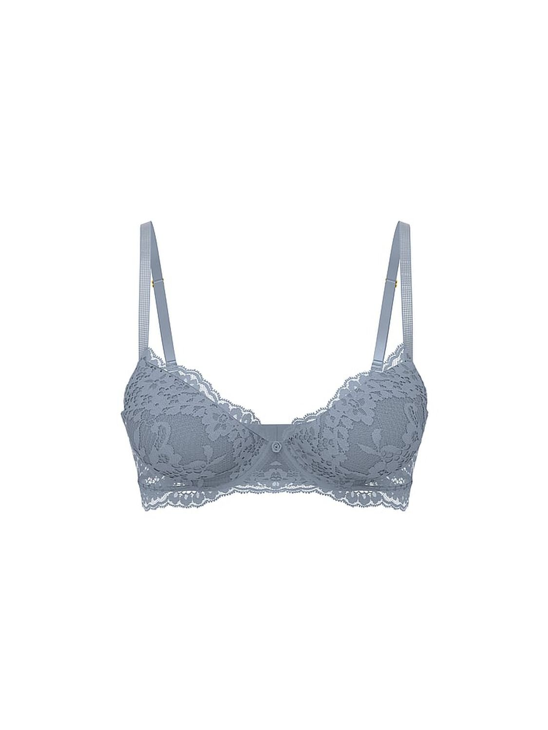 vs Dream Angels Twinkle Silver Lace Lightly Lined Demi Bra Blue Grey Shimmer 1 of 1 