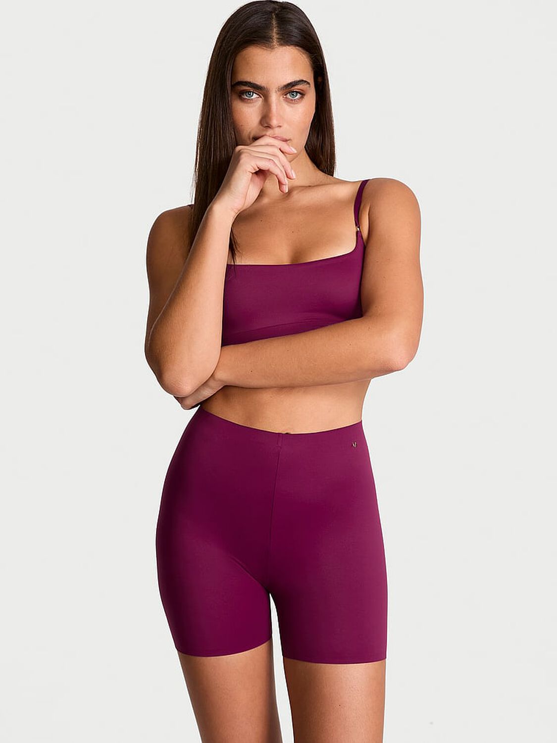 vs Victoria's Secret Bodywear by Victoria with FeatherSoft Innovation Bike Shorts Plum Rouge 1 of 3 