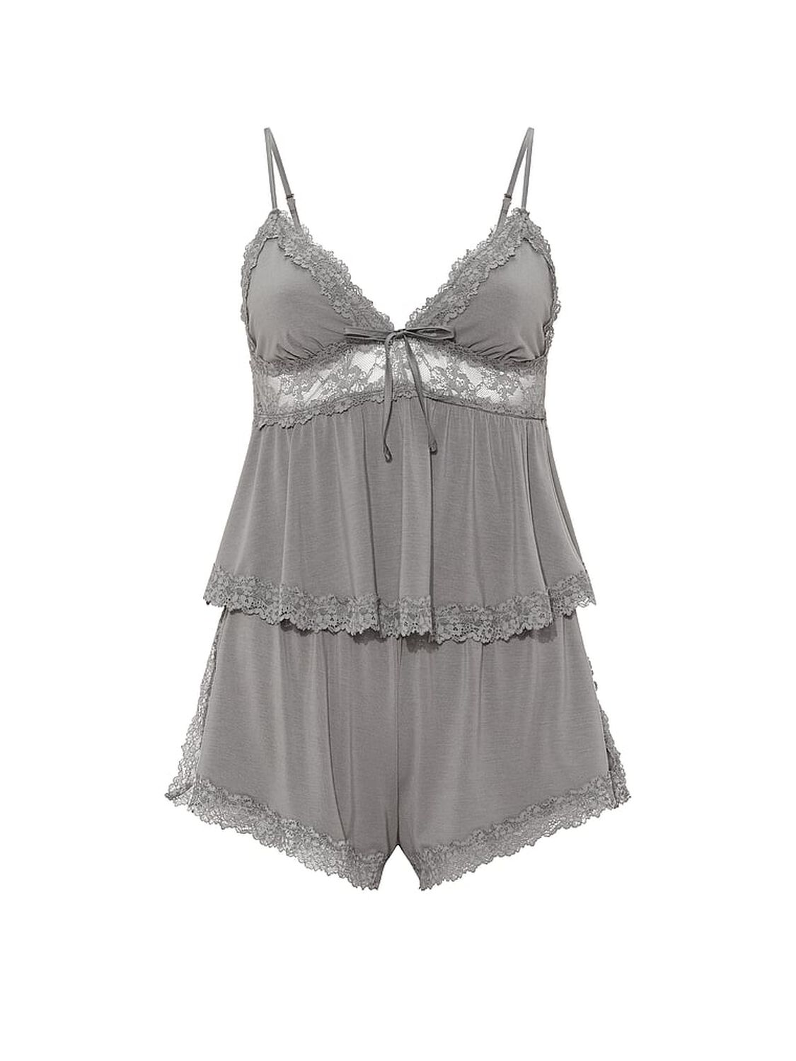 vs Victoria's Secret SoSoft&trade; Modal Lace-Trim Cami & Shorts Set Steel Grey 3 of 3 