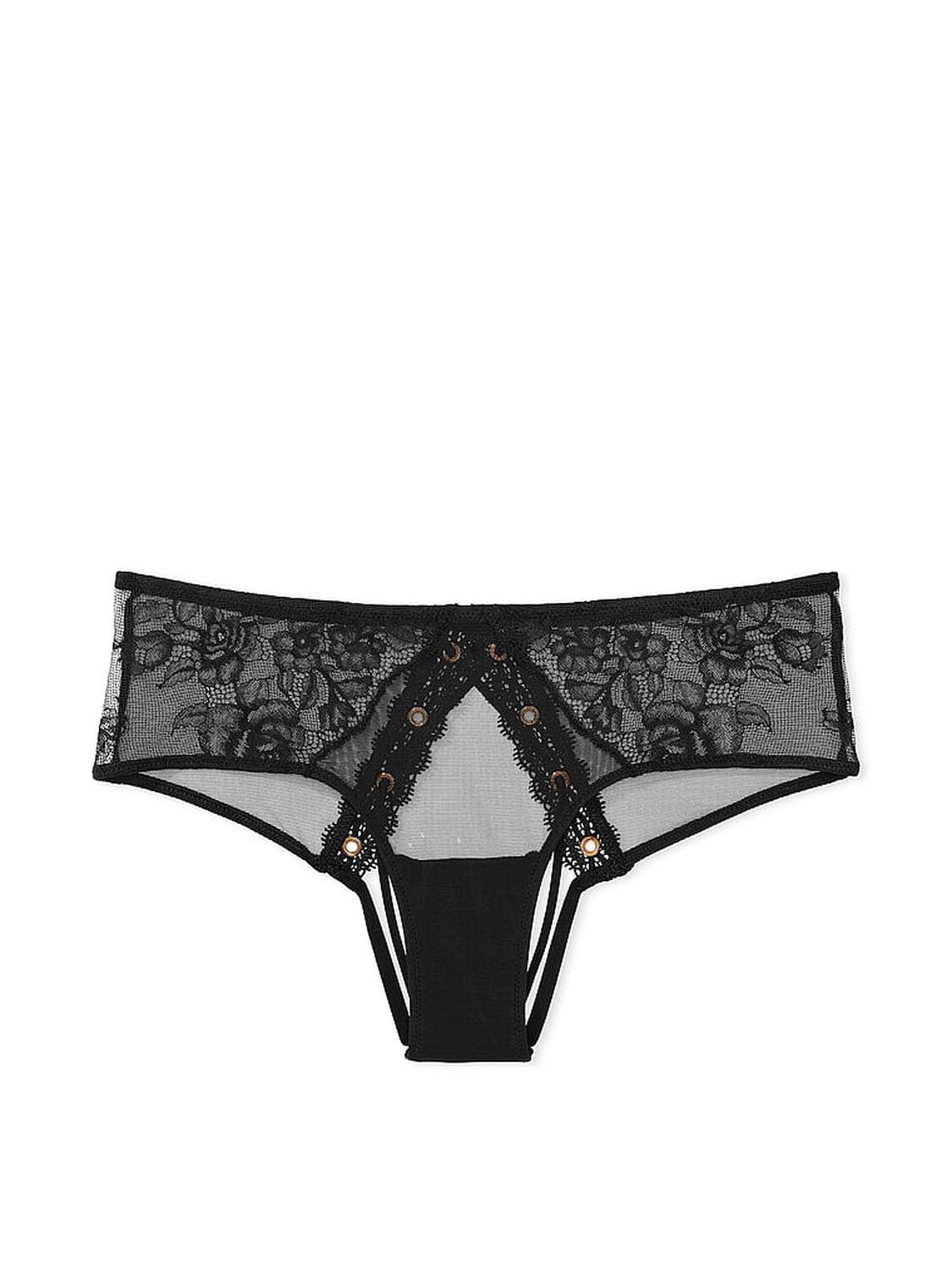 vs Very Sexy Rose Lace & Grommet Open-Back Cheeky Panty 3 of 4 