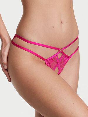 Crotchless Lace Strappy Thong Panty