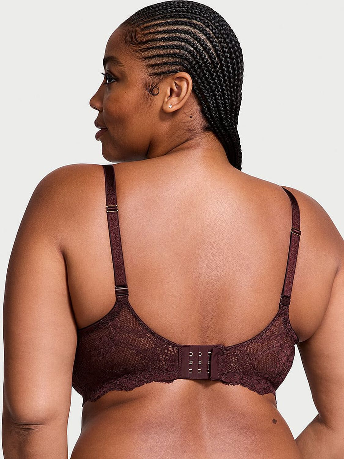 vs Dream Angels Lace Lightly Lined Classic Coverage Demi Bra Burgundy Brown 2 of 4 