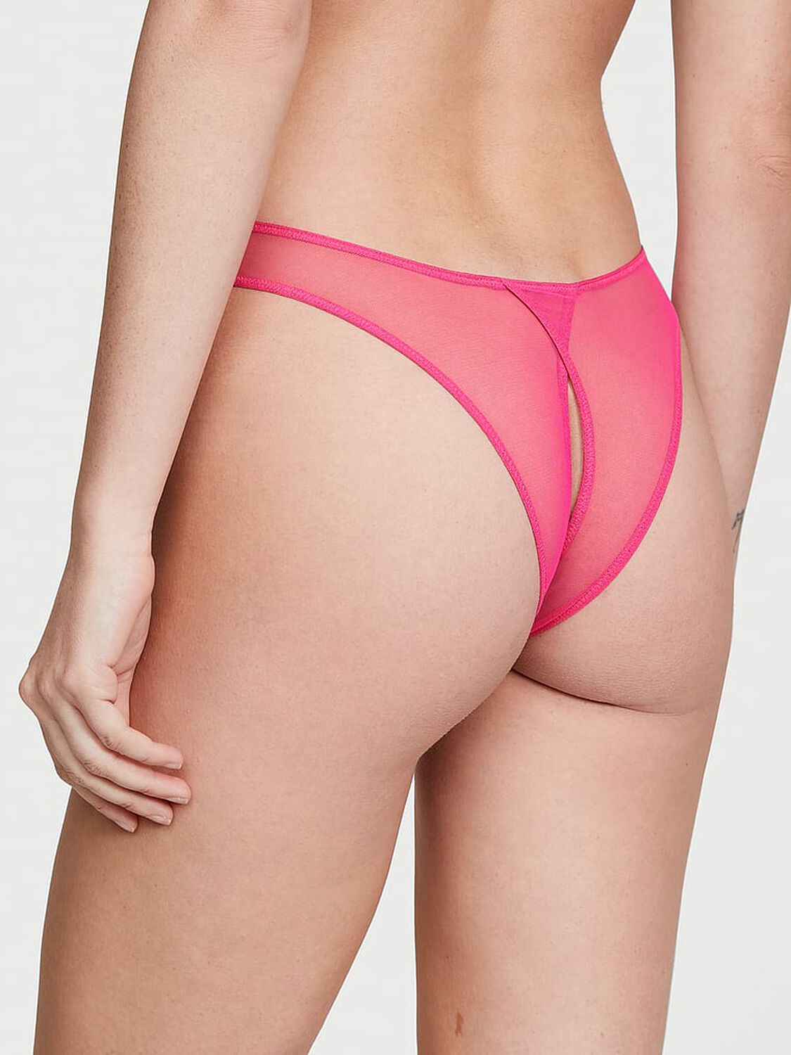 vs Dream Angels Shimmer Heart Embroidery Open-Back Brazilian Panty Forever Pink 2 of 4 
