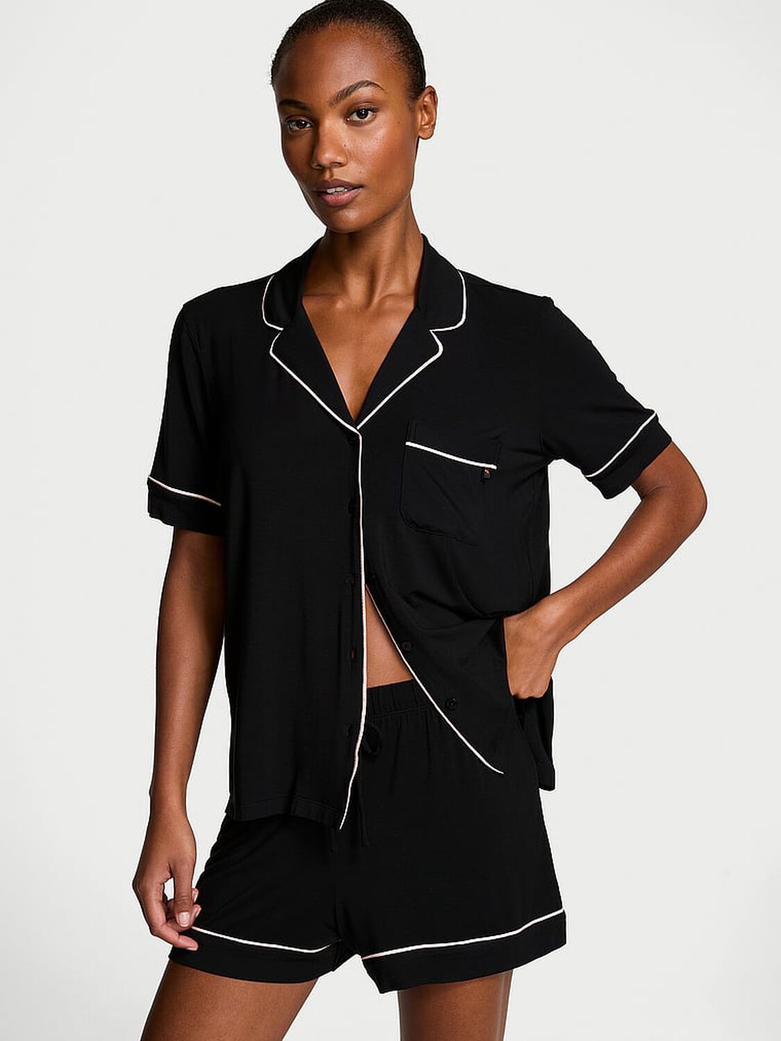 vs Victoria's Secret Modal Short Pajama Set Black 1 of 3 