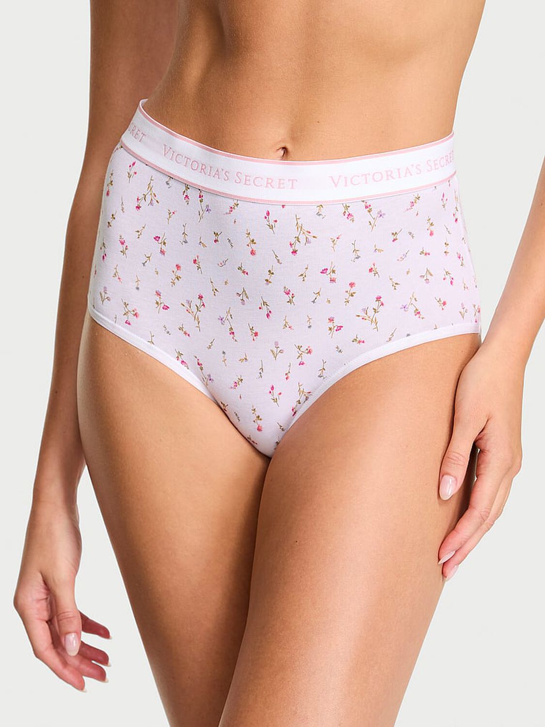 vs Cotton Logo Cotton Modern Brief Panty White Ditsy Floral 1 of 3 