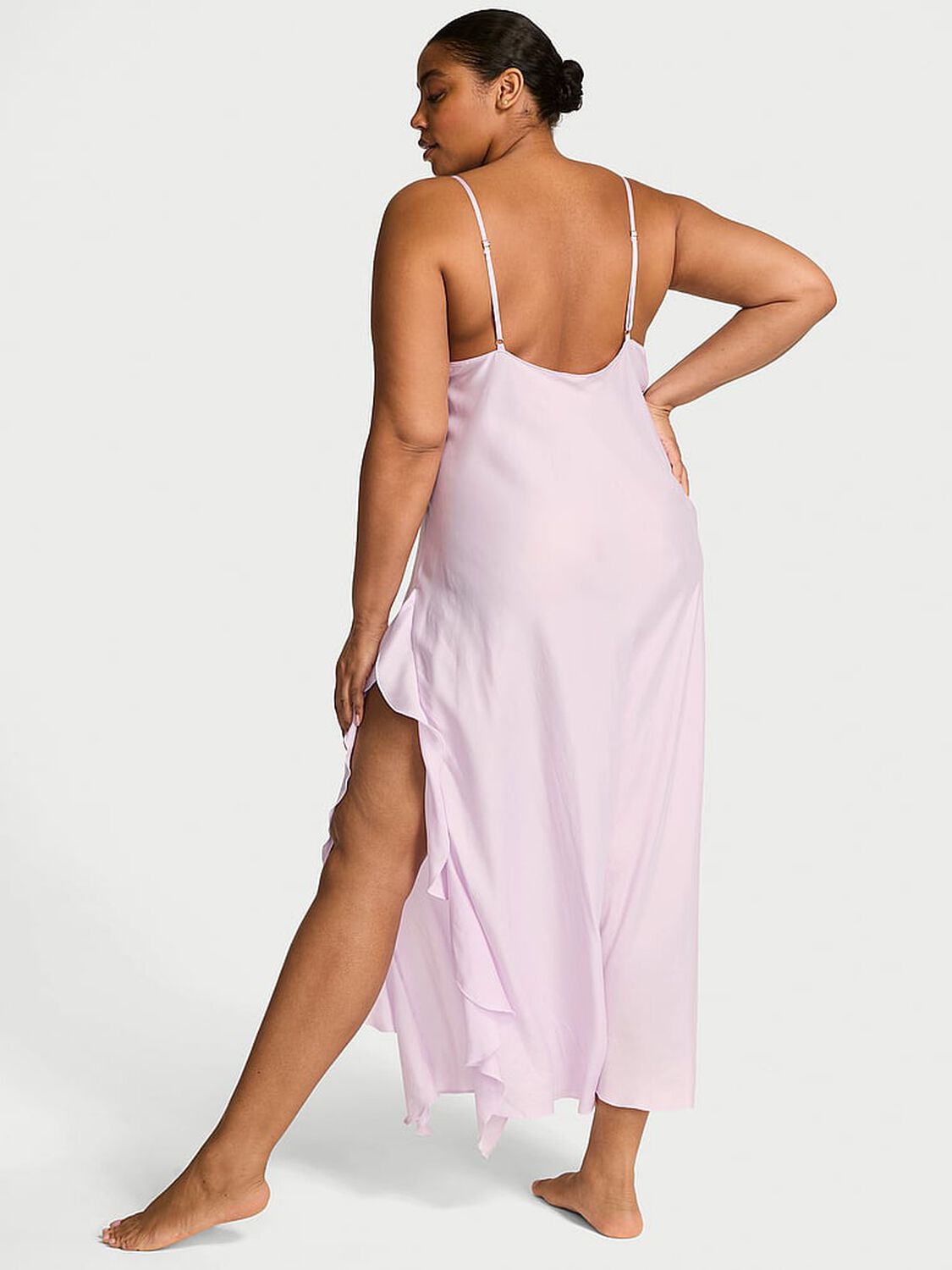 vs Dream Angels Silky Flutter Ruffled Long Slip Delicate Violet 2 of 4 