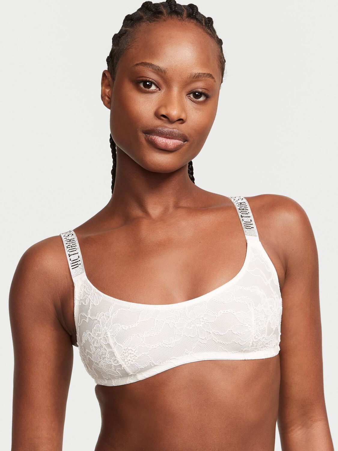vs Victoria's Secret Shine Strap Scoop Bralette Coconut White 1 of 3 