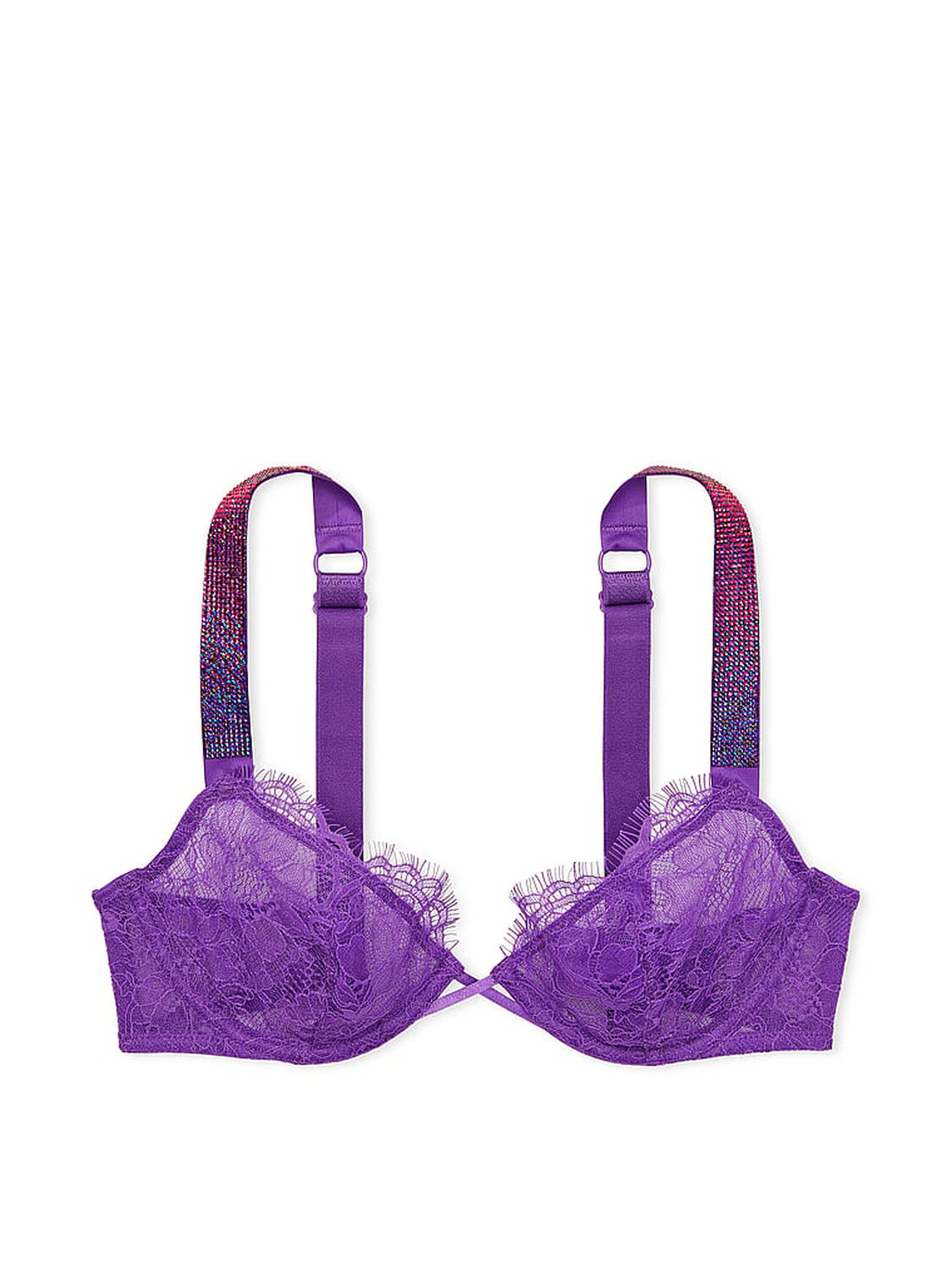 vs Very Sexy Shine Strap Unlined Low-Cut Lace Demi Bra Violetta 3 of 3 