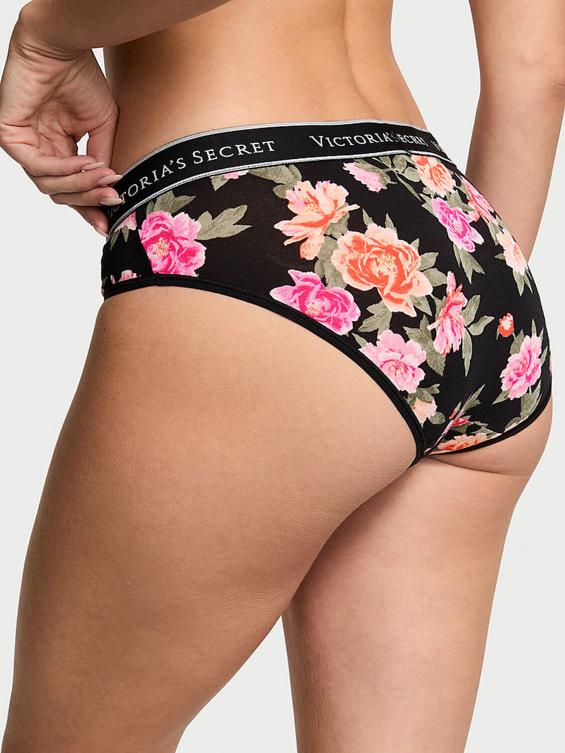 vs Cotton Logo Cotton Hiphugger Panty Black Floral 2 of 3 
