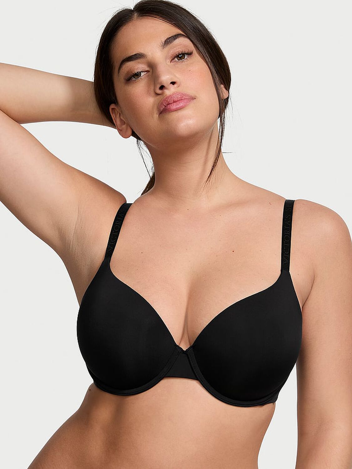 vs The T-Shirt Lightly Lined Smooth Demi Bra Black 1 of 3 