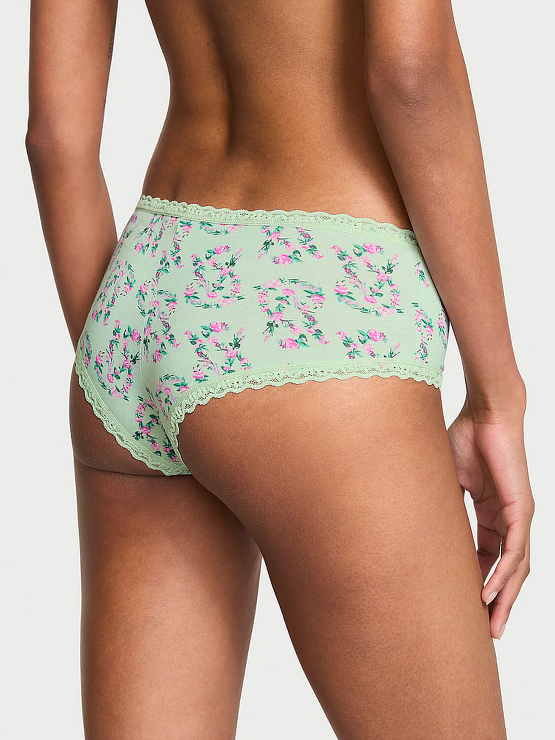 vs The Lacie Cotton Lace-Waist Cheeky Panty Pretty Mint Floral Logo 2 of 3 