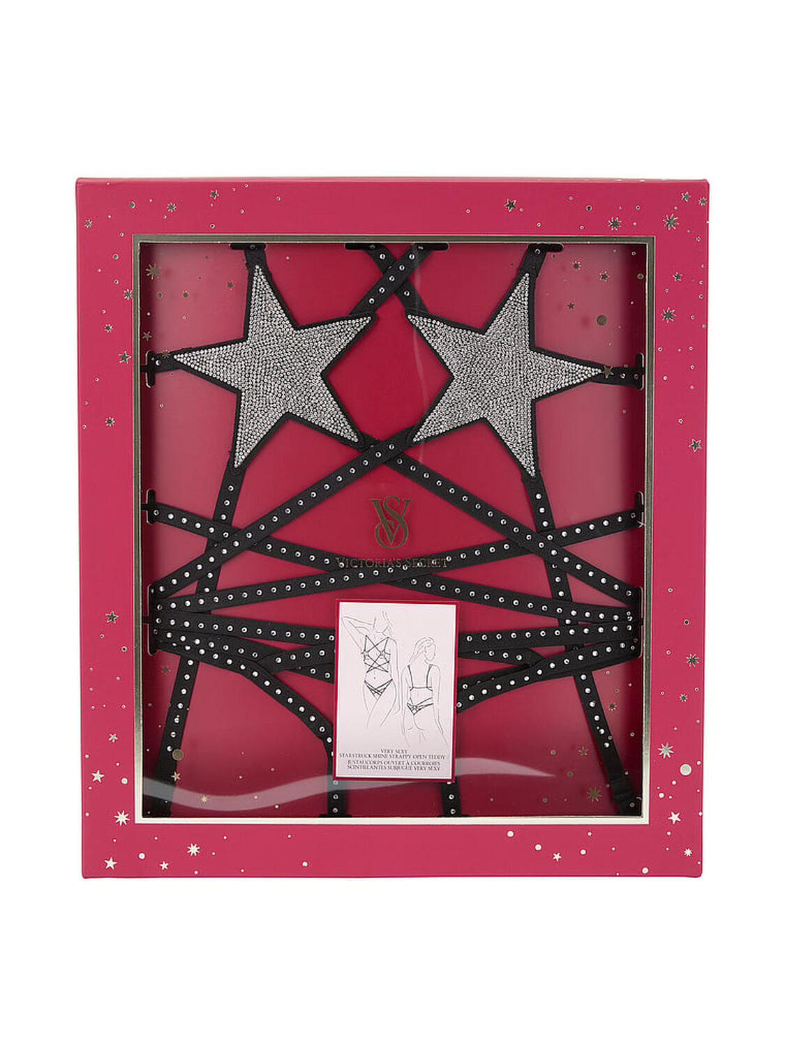 vs Very Sexy Starstruck Shine Strappy Crotchless Teddy Black 3 of 6 