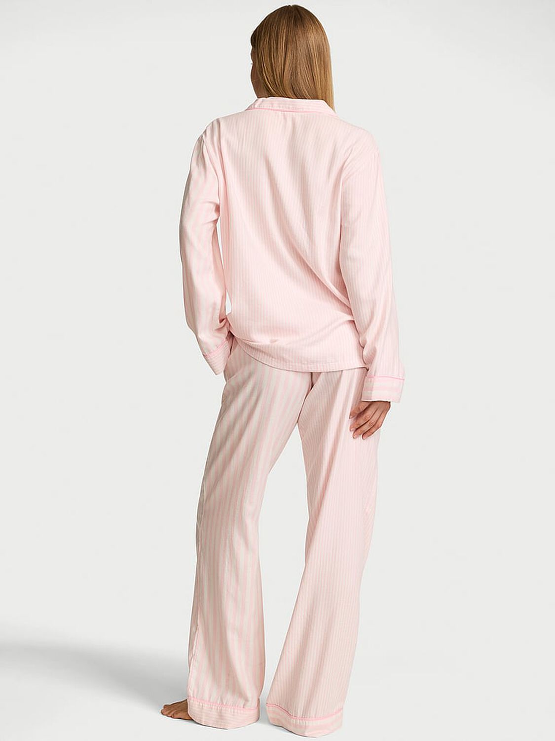 vs Victoria's Secret Flannel Long Pajama Set Heritage Stripe 2 of 2 