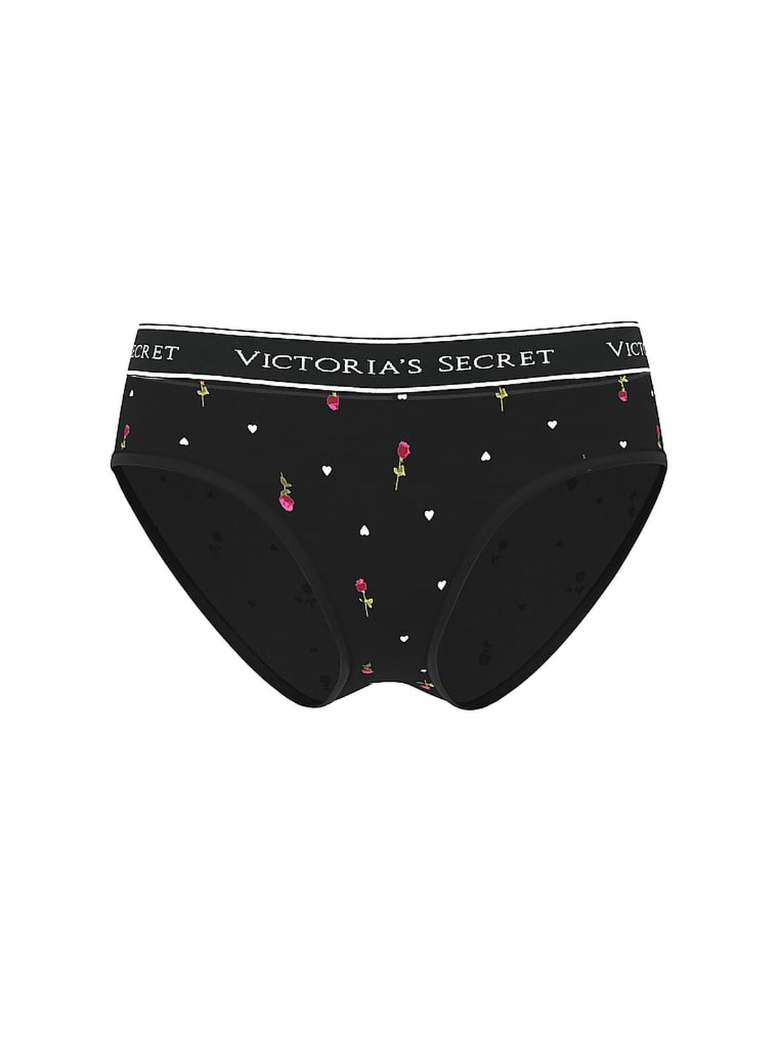 vs Cotton Logo Cotton Hiphugger Panty Black Rose Hearts 3 of 3 