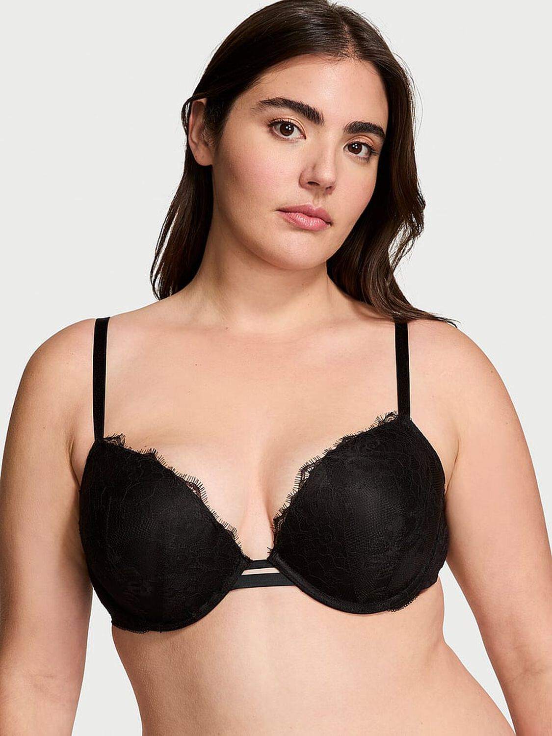 vs Very Sexy Rose Lace Push-Up Bra Black 1 of 4 