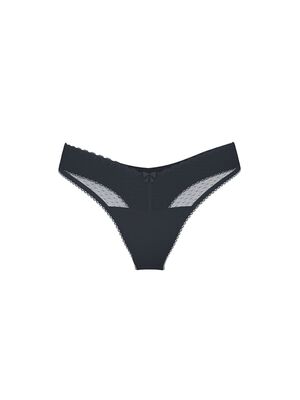 Stretch Pointelle High-Leg Scoop Thong Panty