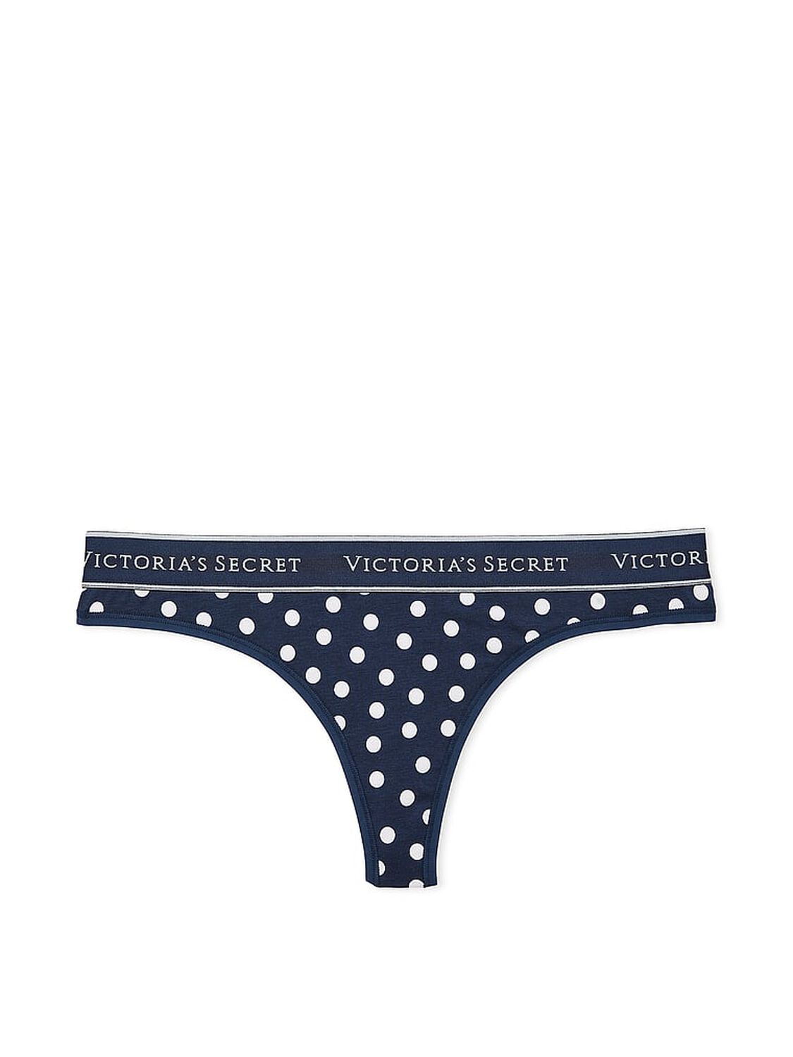 vs Cotton Logo Cotton Thong Panty Noir Navy Dots 3 of 3 