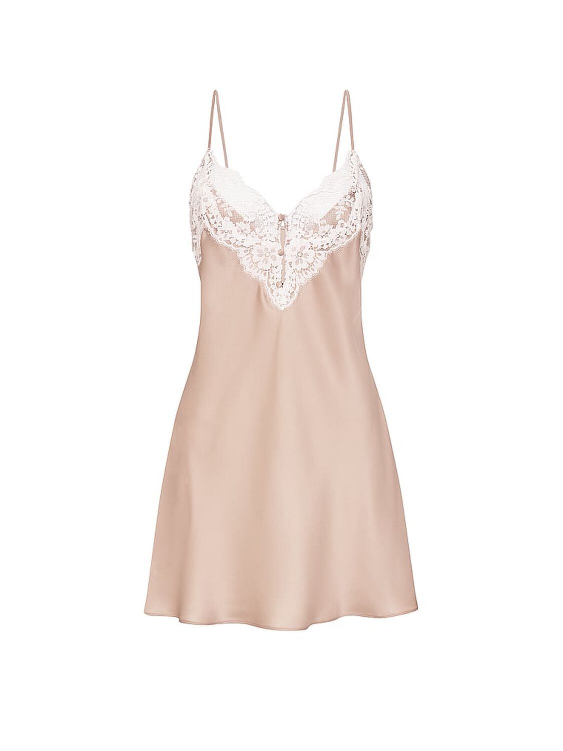 vs Dream Angels Satin Lace-Trim Short Slip Dress Oyster 3 of 3 