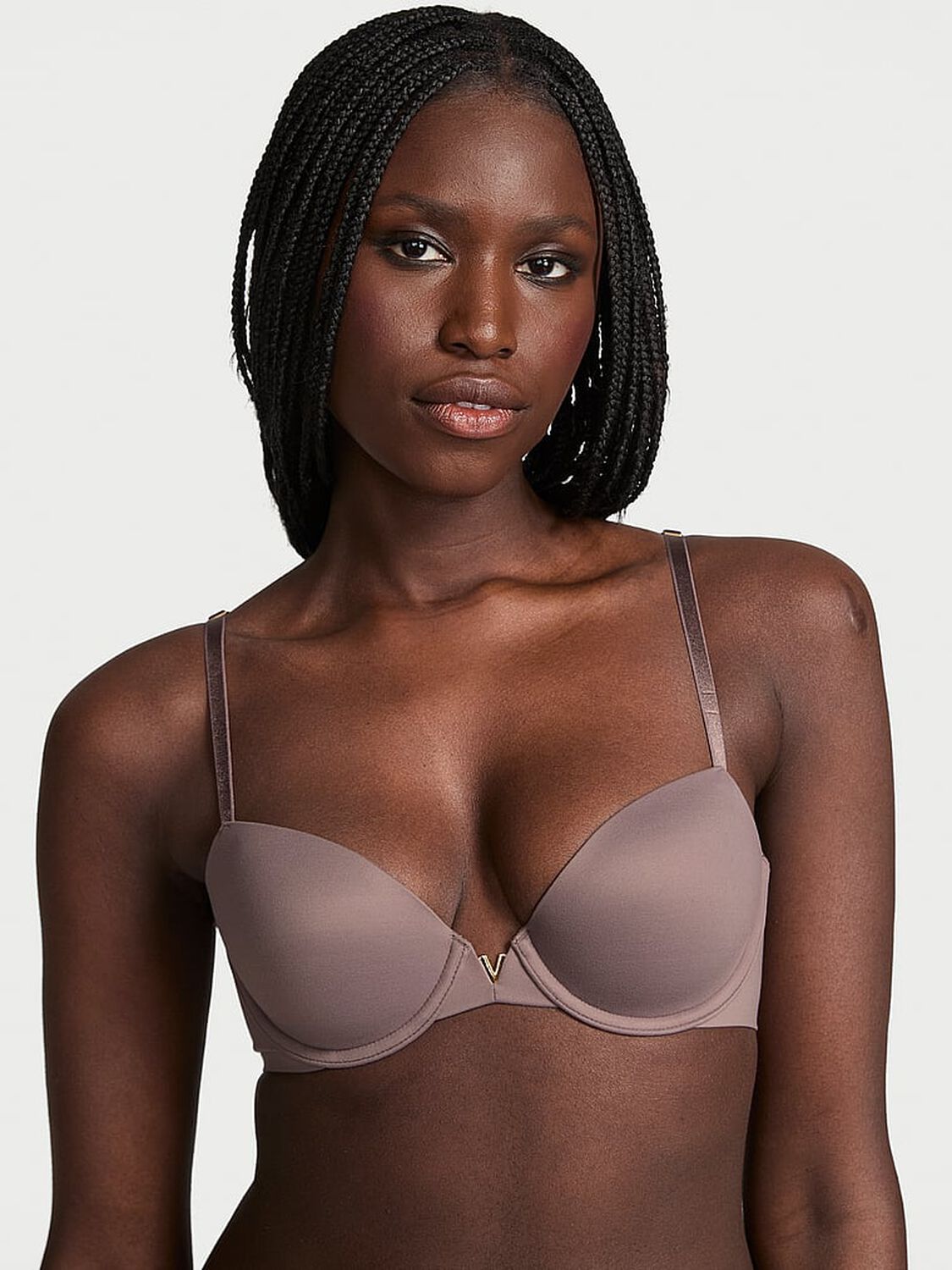 vs Dream Angels Smooth Lightly Lined Demi Bra Cloudy Grey 1 of 2 