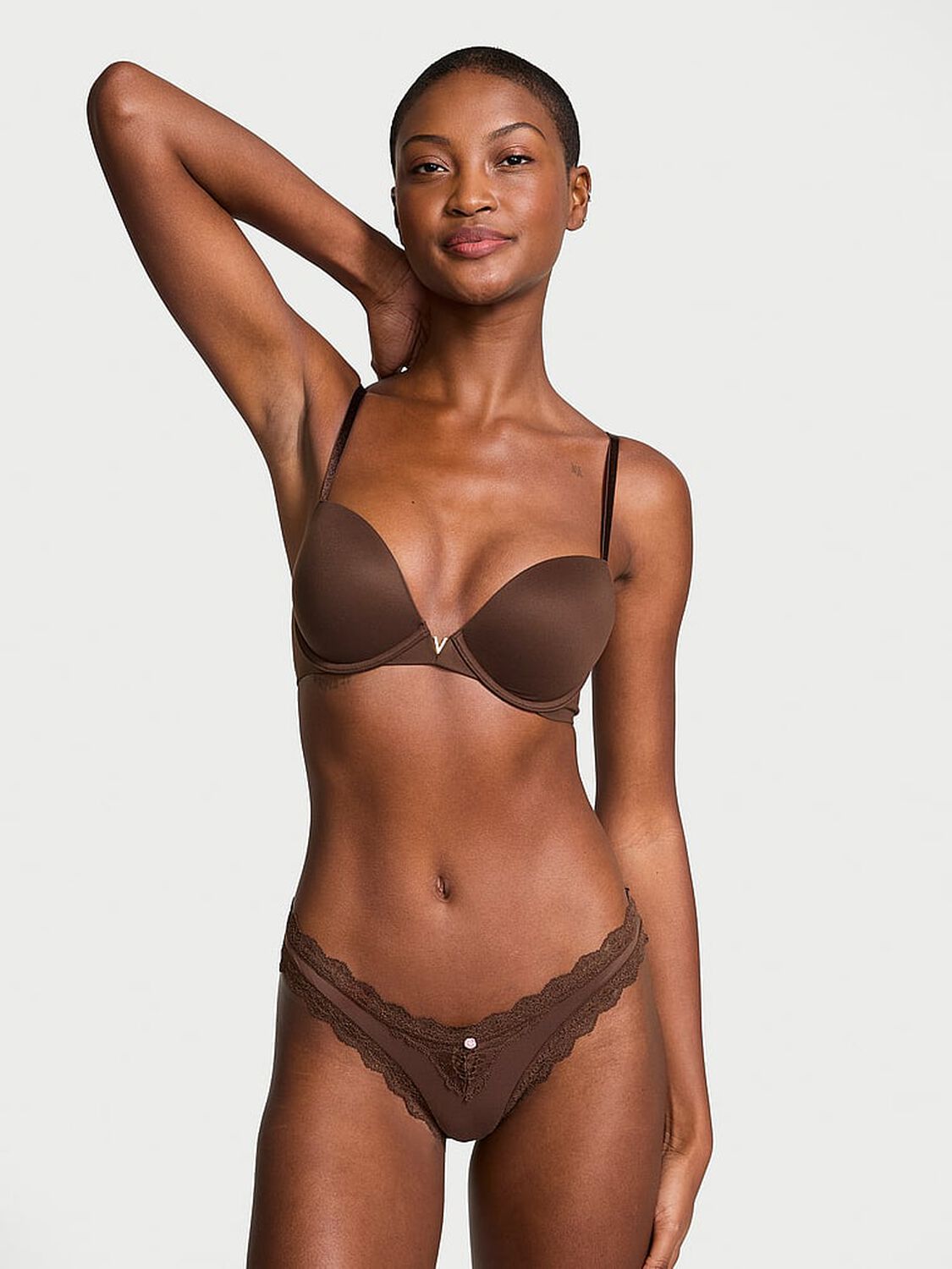 vs Dream Angels Lace-Trim Brazilian Panty Ganache 4 of 4 