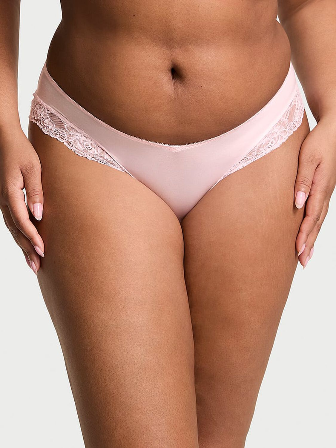 vs Very Sexy Rose Lace-Trim High-Leg Cheeky Panty Angel Pink 1 of 3 