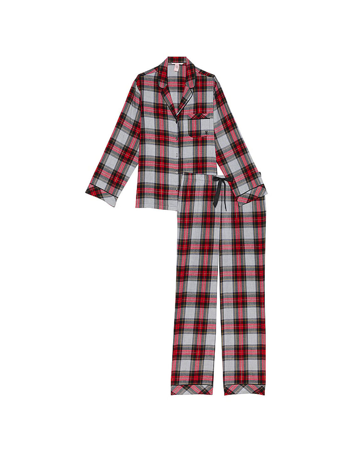 vs Victoria's Secret Flannel Long Pajama Set Pretty Tartan Plaid 3 of 4 