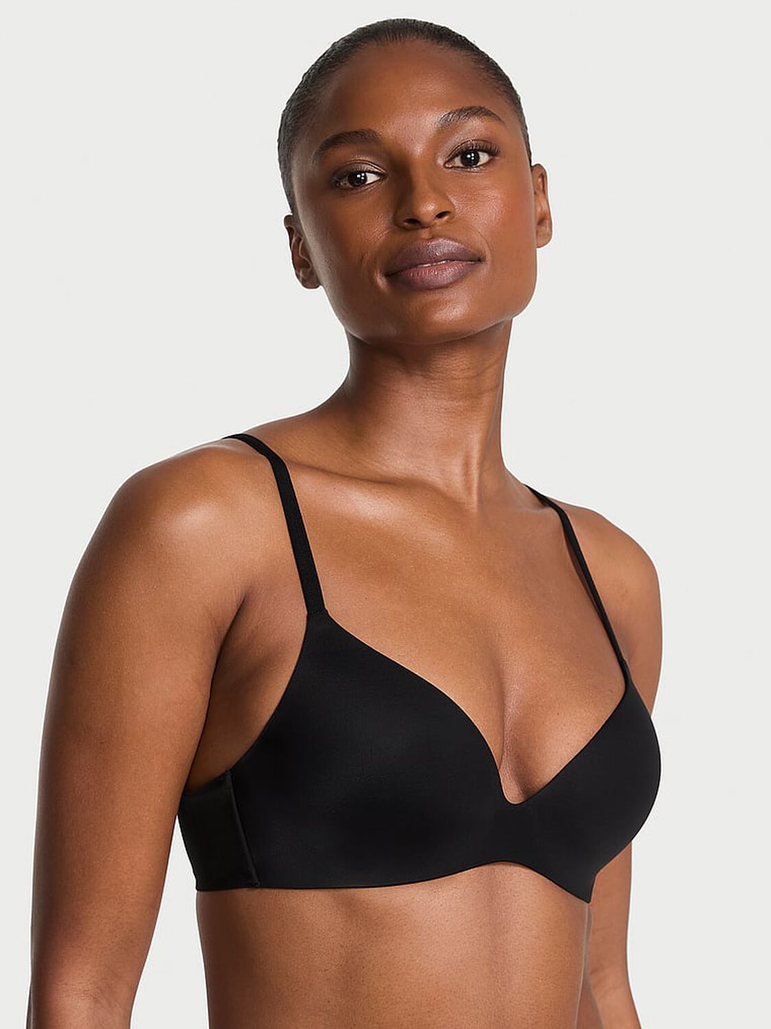 vs Body By Victoria FlexFactor Lightly Lined Plunge Demi Bra Black 1 of 3 